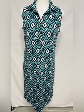Escapada Living Geometric Print Sleeveless Shirt Dress Size S